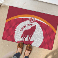 Custom Latvia Football Rubber Doormat Go Wolves Latvija Folk Pattern