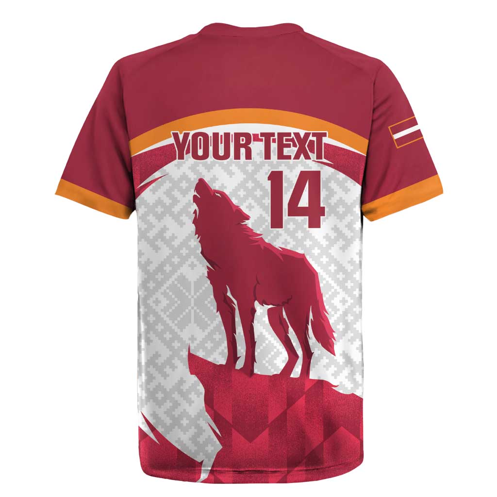 Custom Latvia Football Rugby Jersey Go Wolves Latvija Folk Pattern