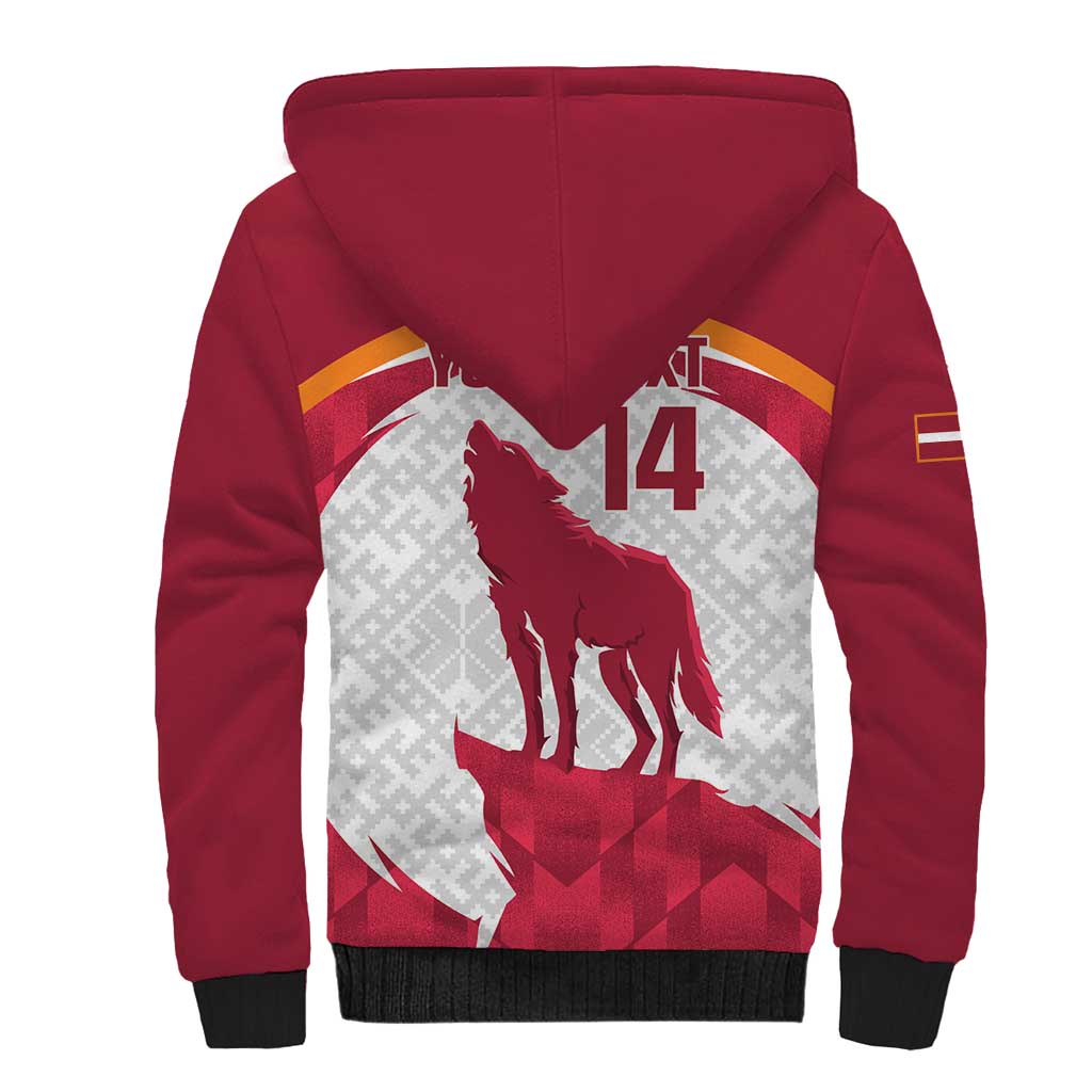 Custom Latvia Football Sherpa Hoodie Go Wolves Latvija Folk Pattern