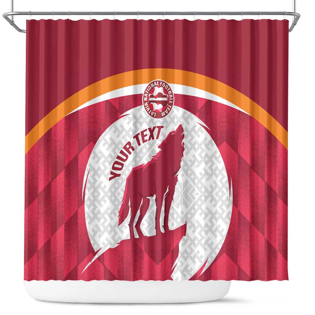 Custom Latvia Football Shower Curtain Go Wolves Latvija Folk Pattern