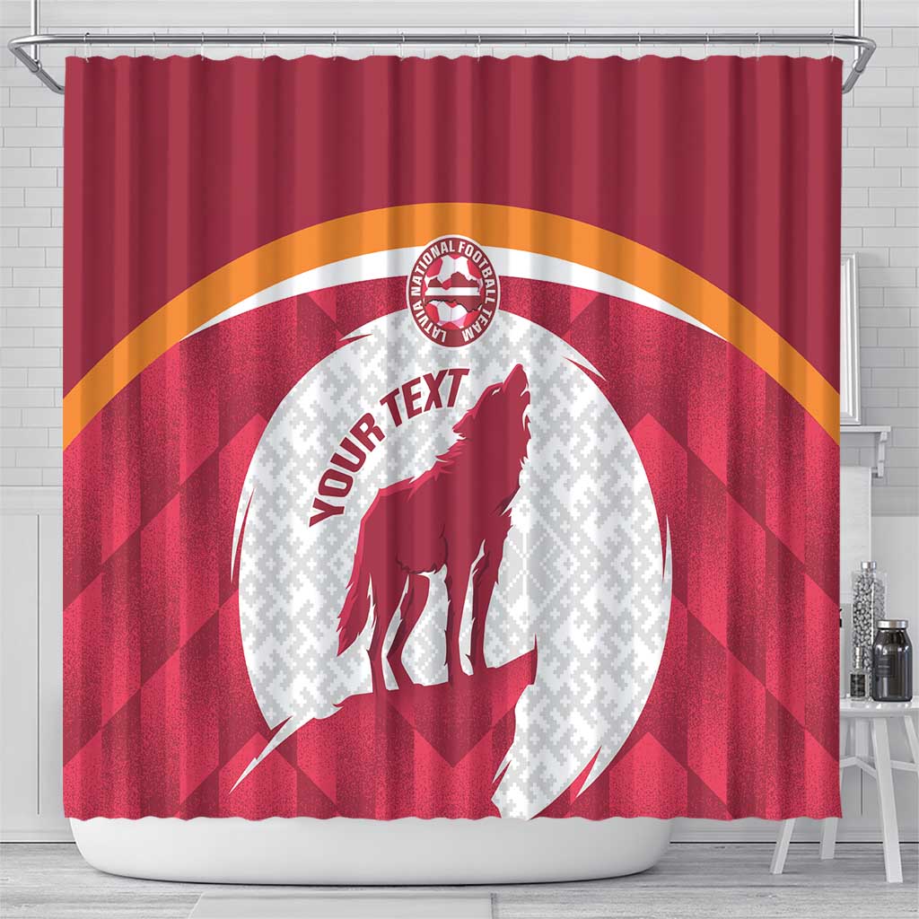 Custom Latvia Football Shower Curtain Go Wolves Latvija Folk Pattern