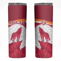 Custom Latvia Football Skinny Tumbler Go Wolves Latvija Folk Pattern