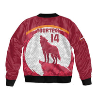 Custom Latvia Football Sleeve Zip Bomber Jacket Go Wolves Latvija Folk Pattern