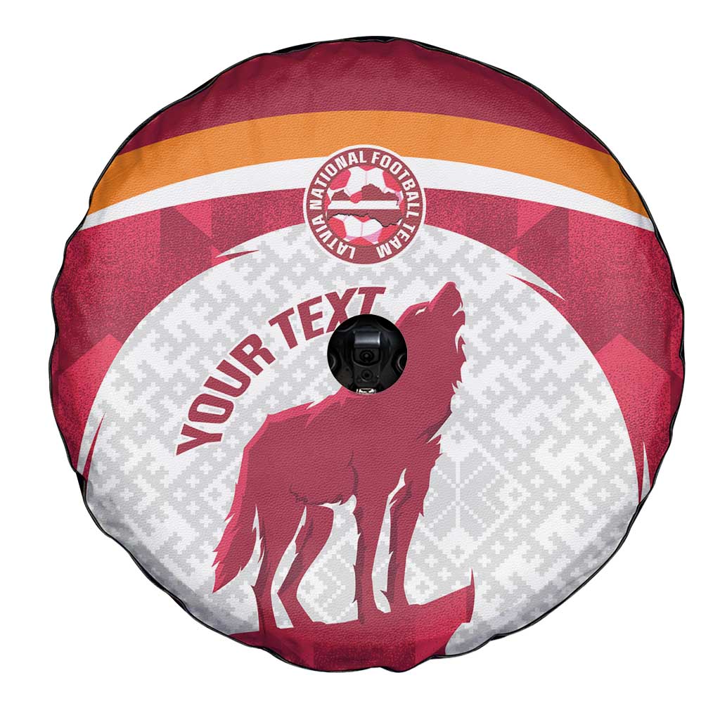 Custom Latvia Football Spare Tire Cover Go Wolves Latvija Folk Pattern