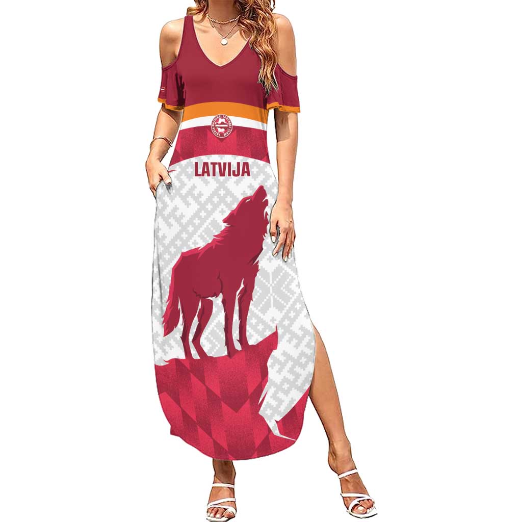 Custom Latvia Football Summer Maxi Dress Go Wolves Latvija Folk Pattern