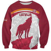 Custom Latvia Football Sweatshirt Go Wolves Latvija Folk Pattern