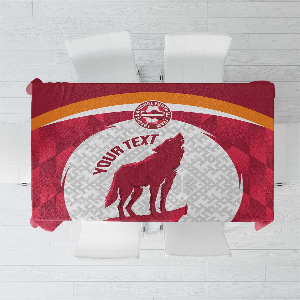 Custom Latvia Football Tablecloth Go Wolves Latvija Folk Pattern