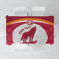 Custom Latvia Football Tablecloth Go Wolves Latvija Folk Pattern