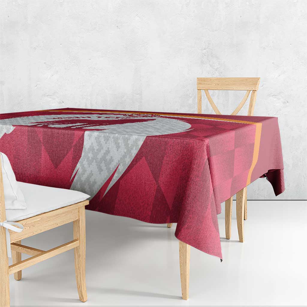 Custom Latvia Football Tablecloth Go Wolves Latvija Folk Pattern