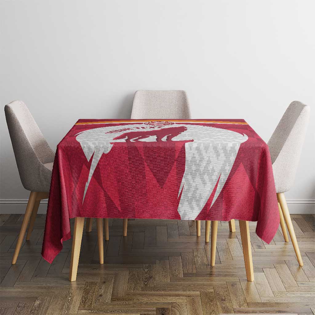 Custom Latvia Football Tablecloth Go Wolves Latvija Folk Pattern
