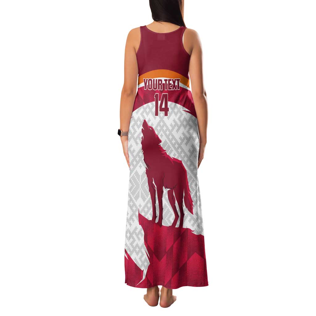 Custom Latvia Football Tank Maxi Dress Go Wolves Latvija Folk Pattern