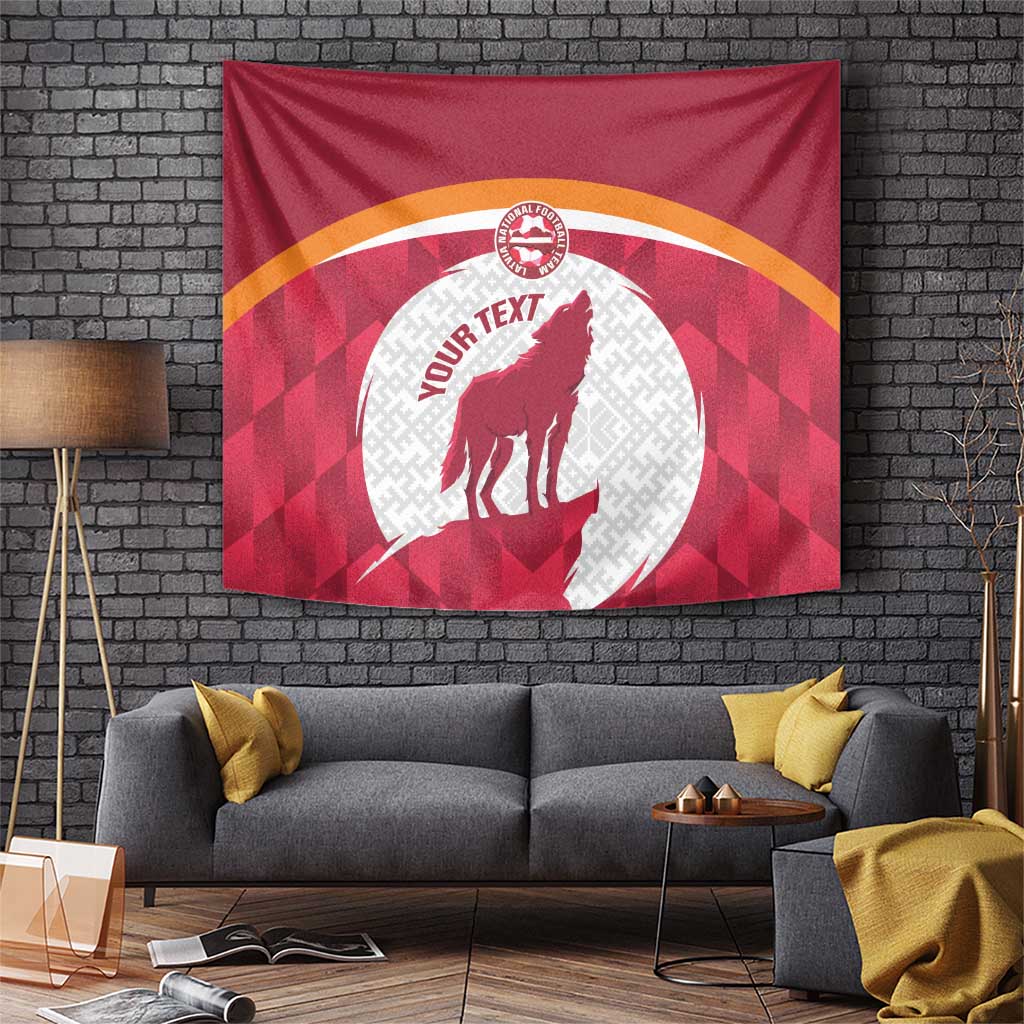 Custom Latvia Football Tapestry Go Wolves Latvija Folk Pattern