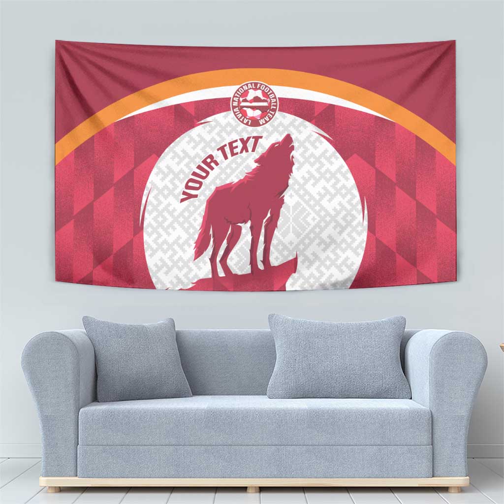 Custom Latvia Football Tapestry Go Wolves Latvija Folk Pattern