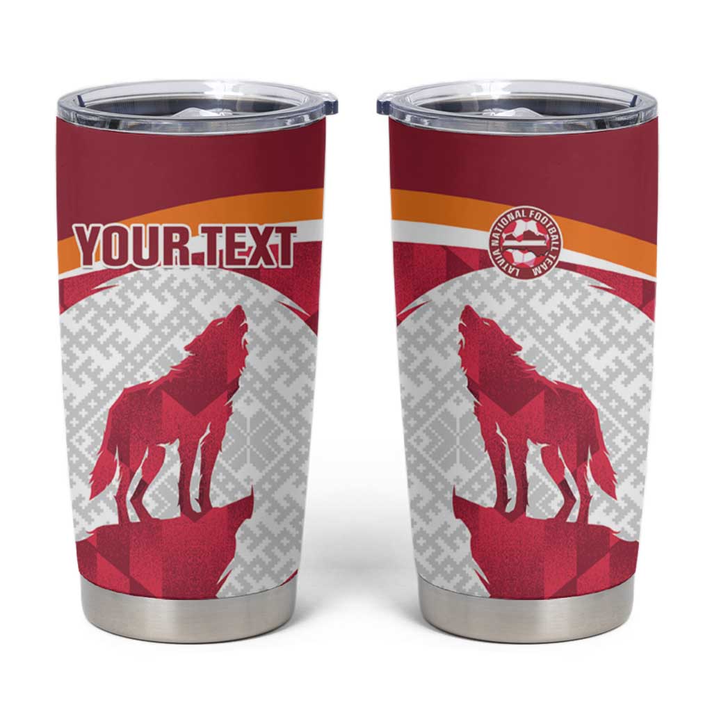 Custom Latvia Football Tumbler Cup Go Wolves Latvija Folk Pattern