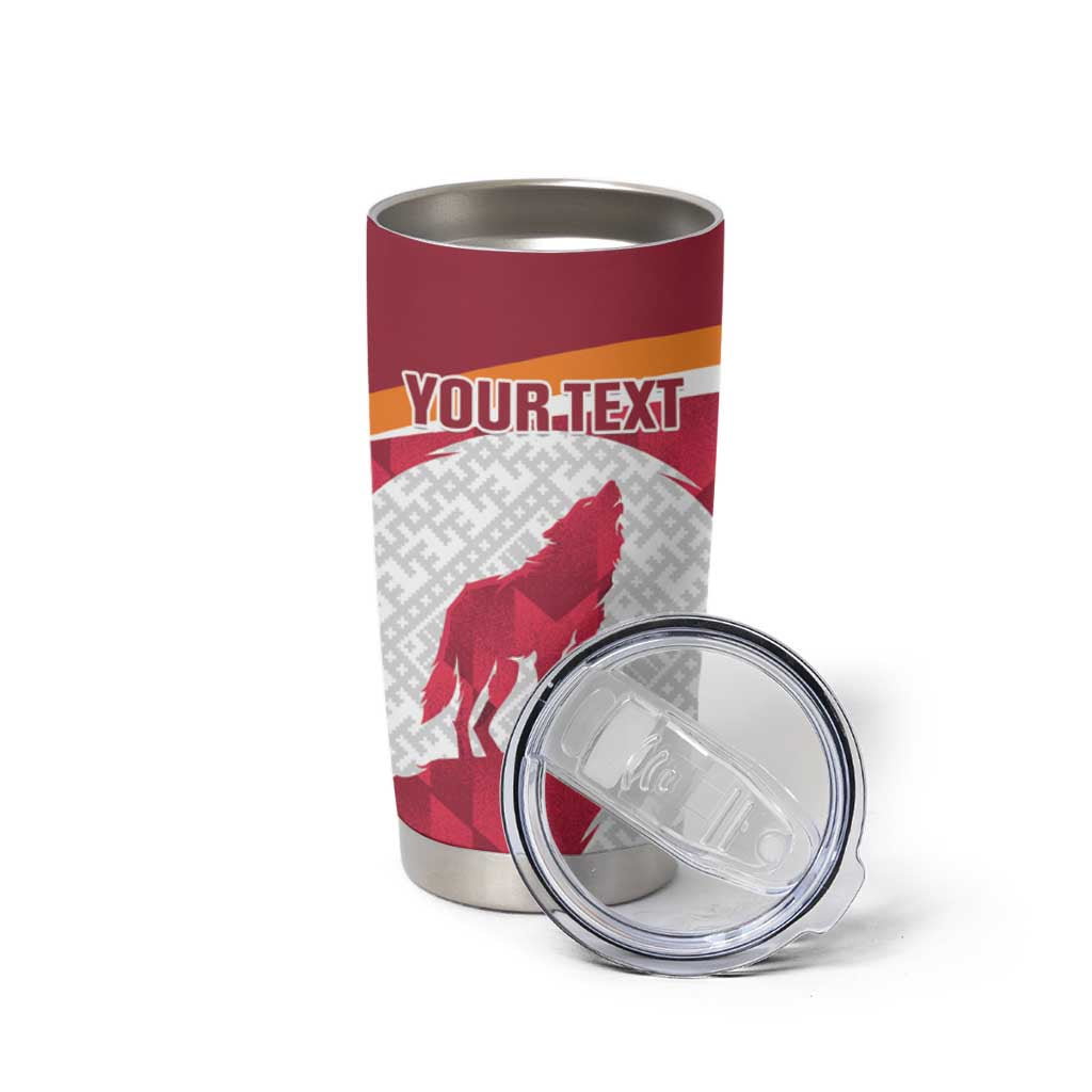 Custom Latvia Football Tumbler Cup Go Wolves Latvija Folk Pattern