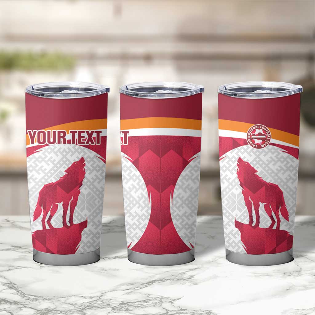 Custom Latvia Football Tumbler Cup Go Wolves Latvija Folk Pattern