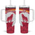 Custom Latvia Football Tumbler With Handle Go Wolves Latvija Folk Pattern