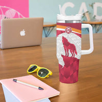 Custom Latvia Football Tumbler With Handle Go Wolves Latvija Folk Pattern