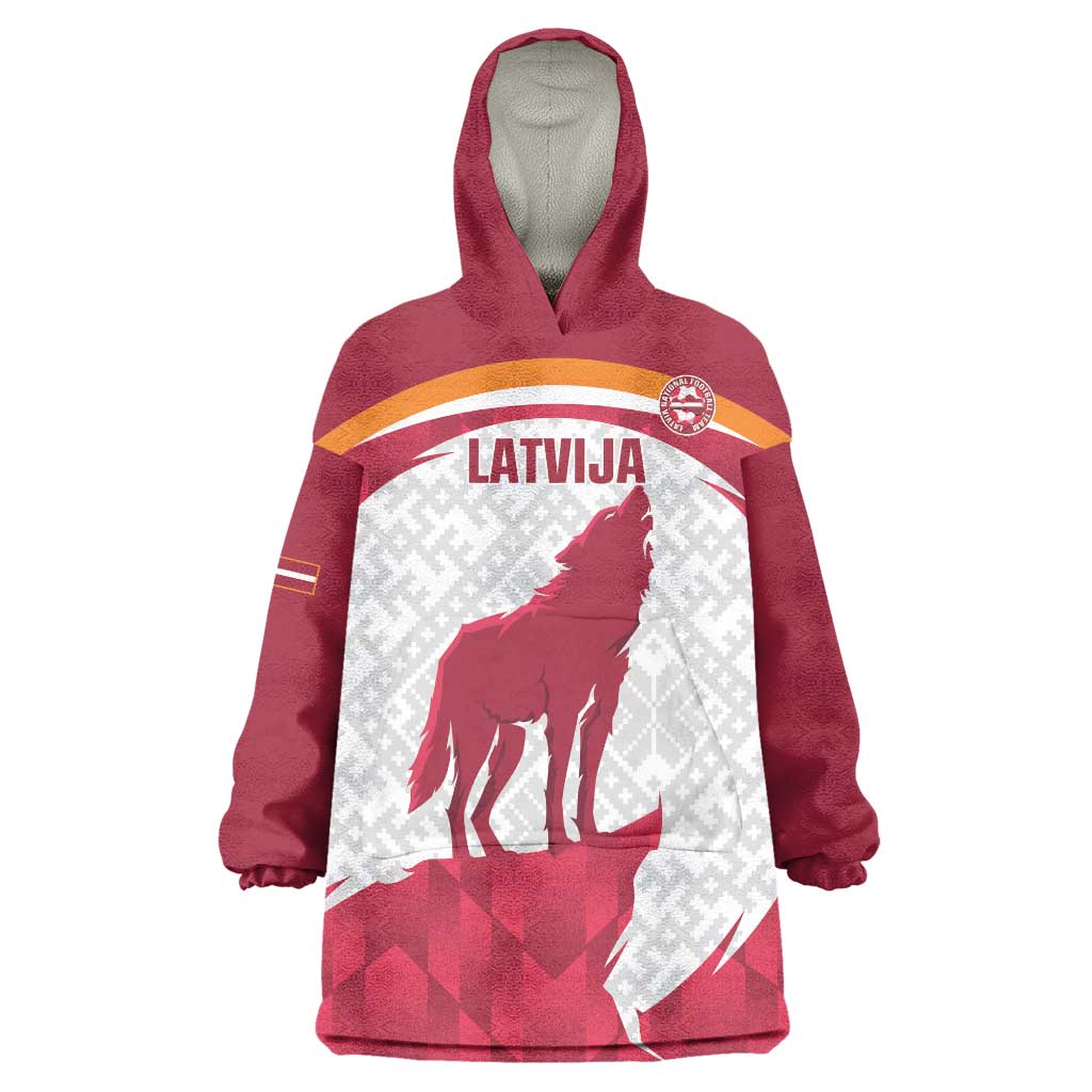 Custom Latvia Football Wearable Blanket Hoodie Go Wolves Latvija Folk Pattern