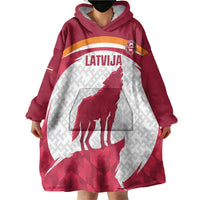 Custom Latvia Football Wearable Blanket Hoodie Go Wolves Latvija Folk Pattern