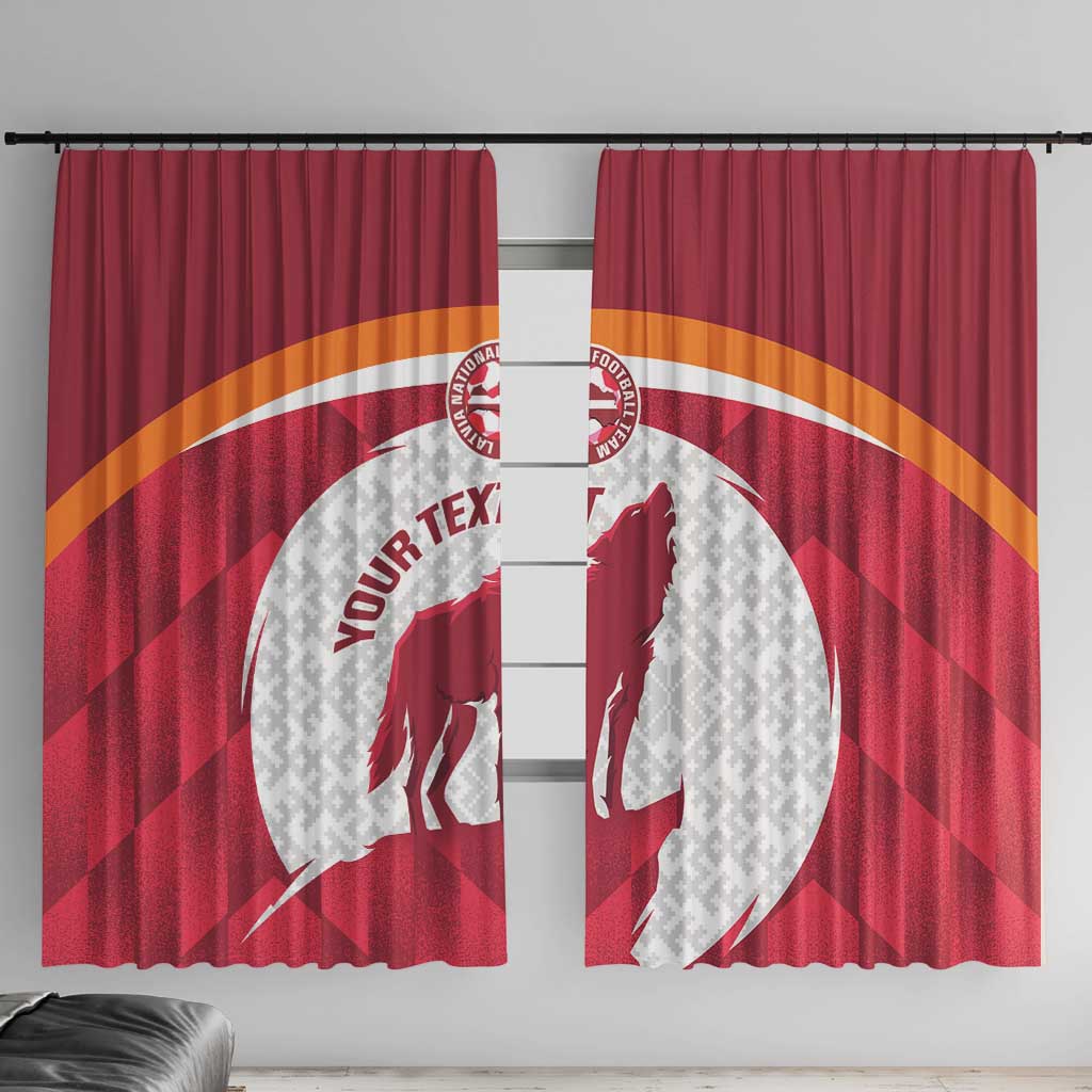 Custom Latvia Football Window Curtain Go Wolves Latvija Folk Pattern