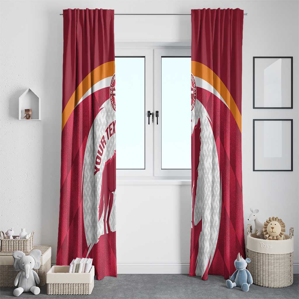 Custom Latvia Football Window Curtain Go Wolves Latvija Folk Pattern