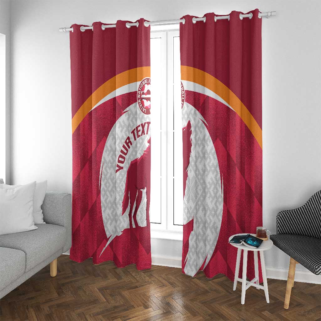 Custom Latvia Football Window Curtain Go Wolves Latvija Folk Pattern