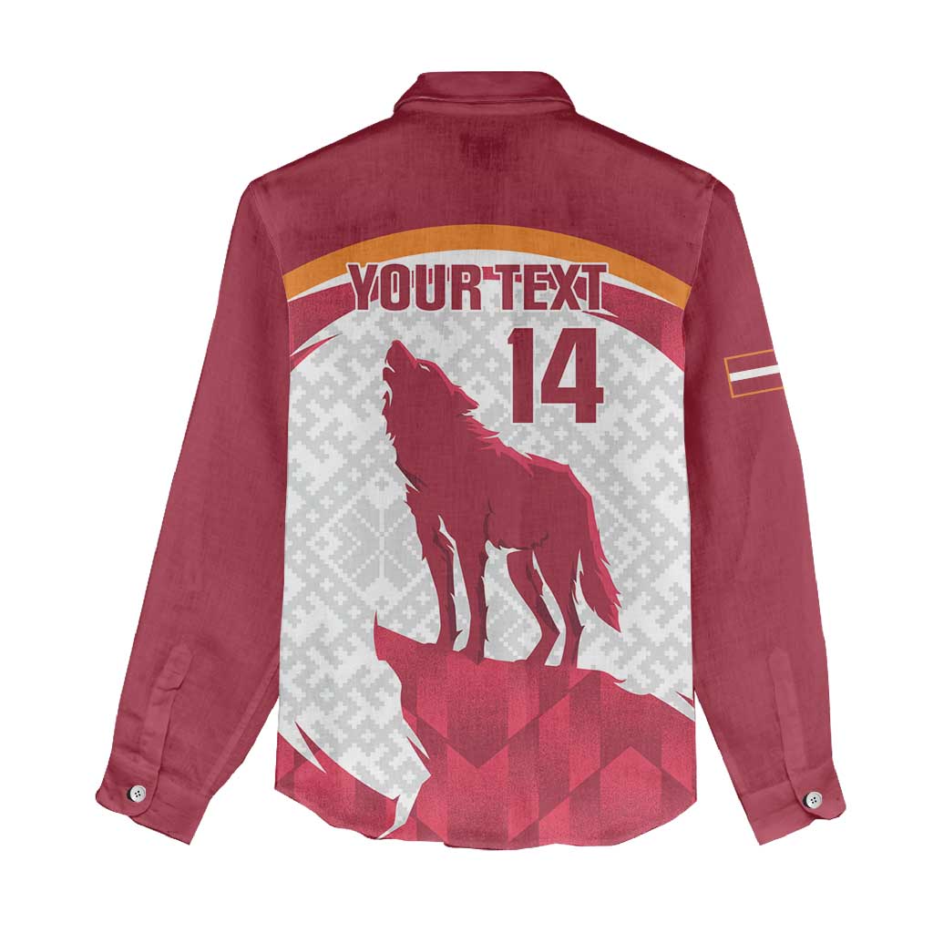 Custom Latvia Football Women Casual Shirt Go Wolves Latvija Folk Pattern