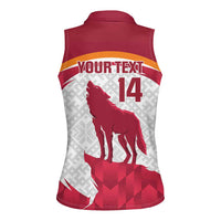 Custom Latvia Football Women Sleeveless Polo Shirt Go Wolves Latvija Folk Pattern