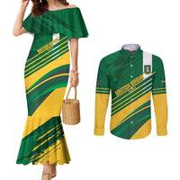 Custom British Virgin Islands Football Couples Matching Mermaid Dress and Long Sleeve Button Shirt Come On Nature Boys