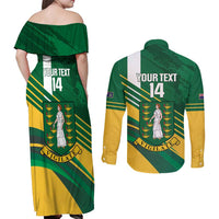 Custom British Virgin Islands Football Couples Matching Off Shoulder Maxi Dress and Long Sleeve Button Shirt Come On Nature Boys