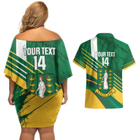 Custom British Virgin Islands Football Couples Matching Off Shoulder Short Dress and Hawaiian Shirt Come On Nature Boys