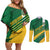 Custom British Virgin Islands Football Couples Matching Off Shoulder Short Dress and Long Sleeve Button Shirt Come On Nature Boys