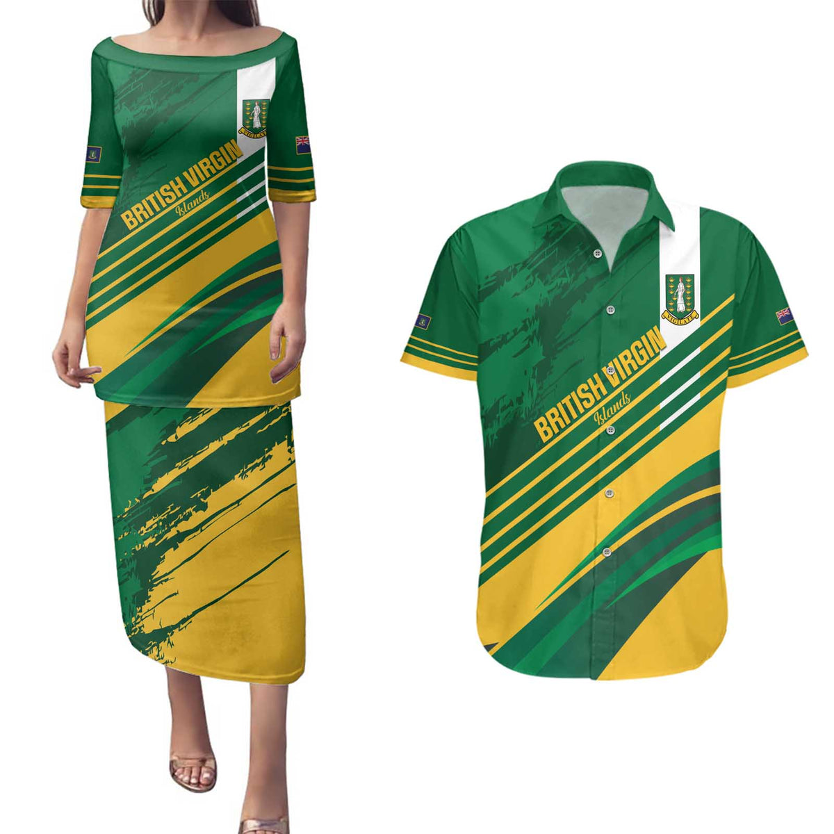 Custom British Virgin Islands Football Couples Matching Puletasi and Hawaiian Shirt Come On Nature Boys