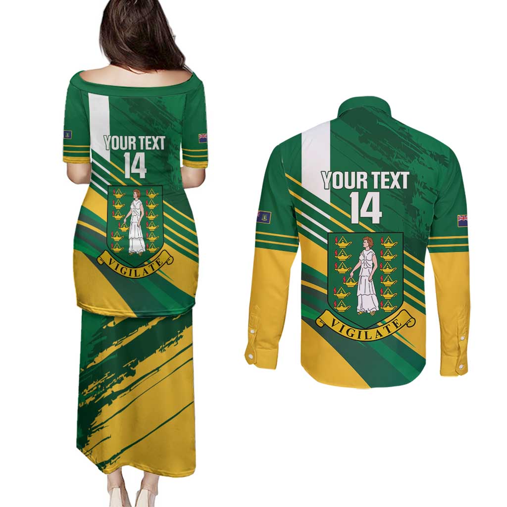 Custom British Virgin Islands Football Couples Matching Puletasi and Long Sleeve Button Shirt Come On Nature Boys