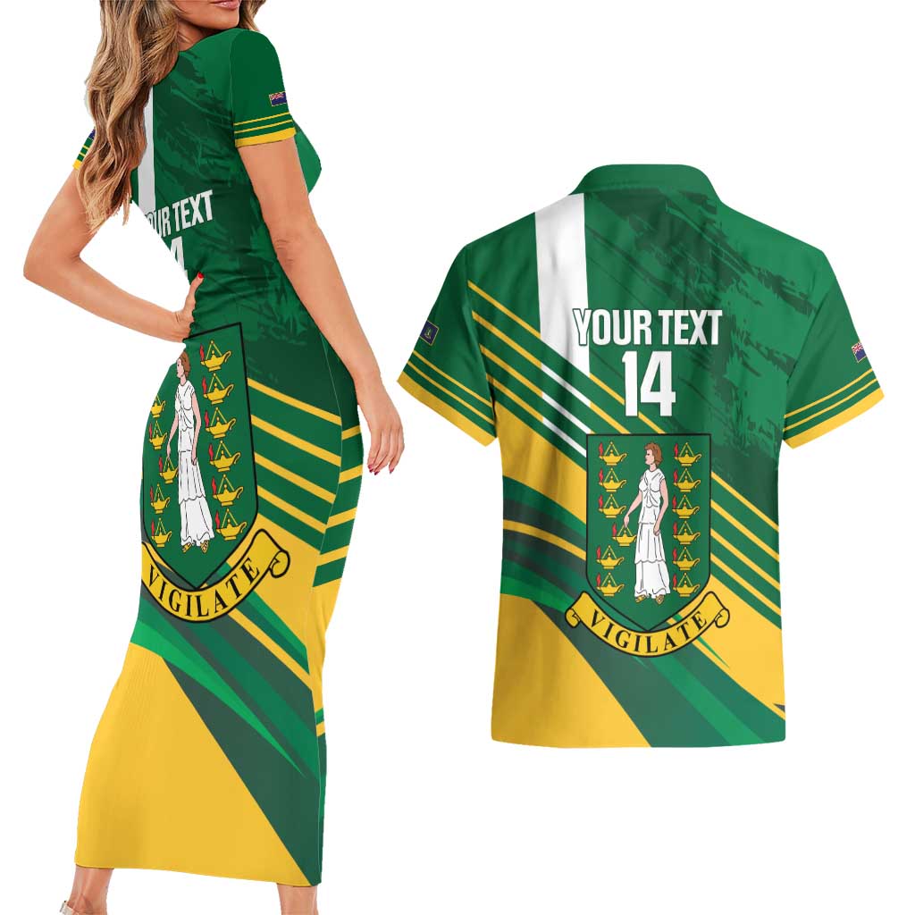 Custom British Virgin Islands Football Couples Matching Short Sleeve Bodycon Dress and Hawaiian Shirt Come On Nature Boys