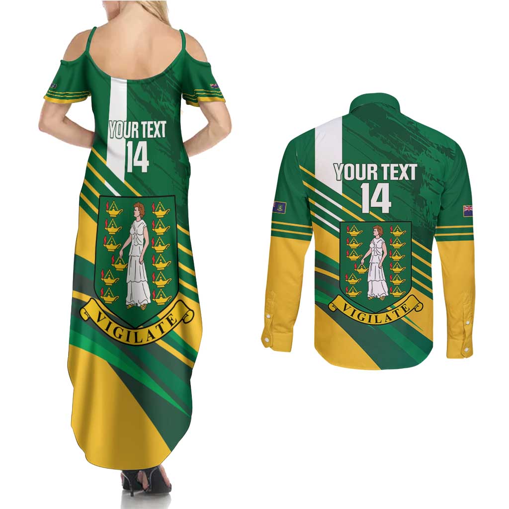 Custom British Virgin Islands Football Couples Matching Summer Maxi Dress and Long Sleeve Button Shirt Come On Nature Boys