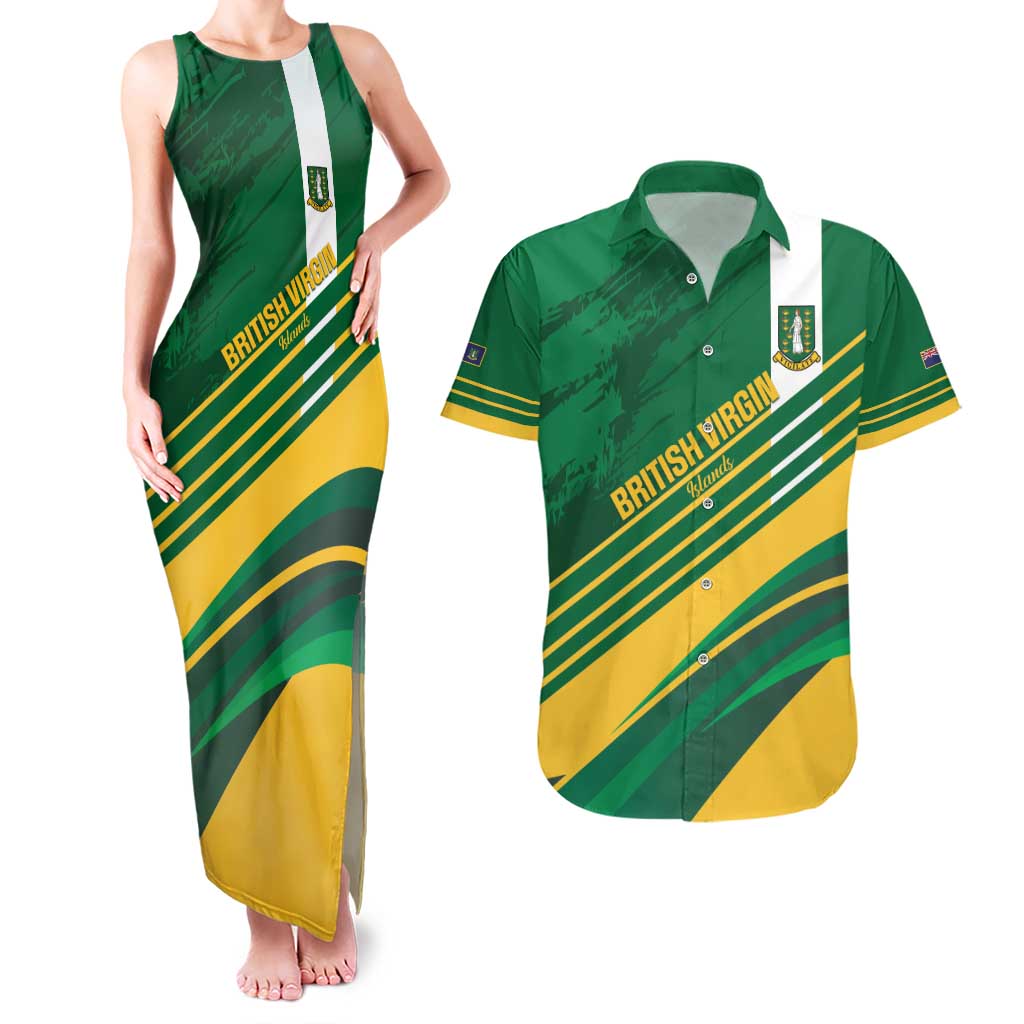 Custom British Virgin Islands Football Couples Matching Tank Maxi Dress and Hawaiian Shirt Come On Nature Boys