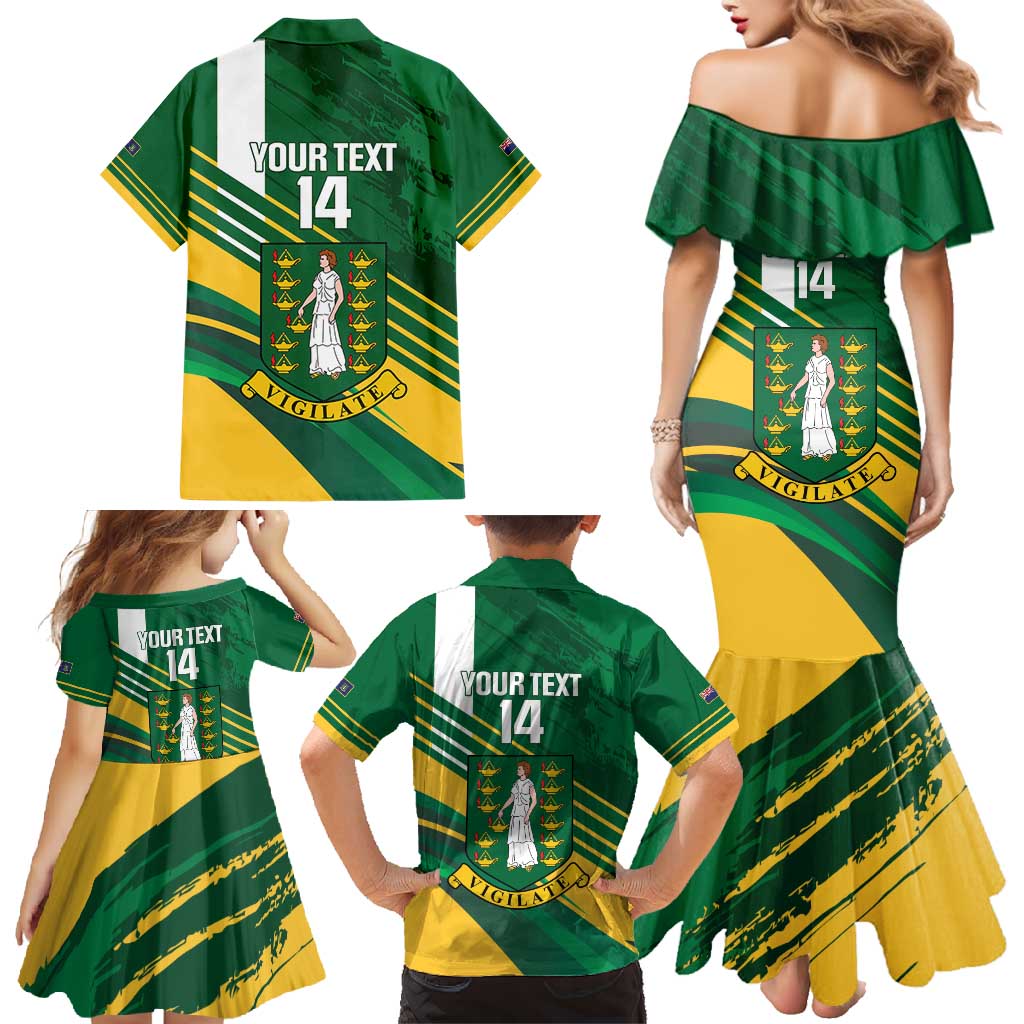 Custom British Virgin Islands Football Family Matching Mermaid Dress and Hawaiian Shirt Come On Nature Boys