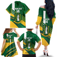 Custom British Virgin Islands Football Family Matching Off The Shoulder Long Sleeve Dress and Hawaiian Shirt Come On Nature Boys