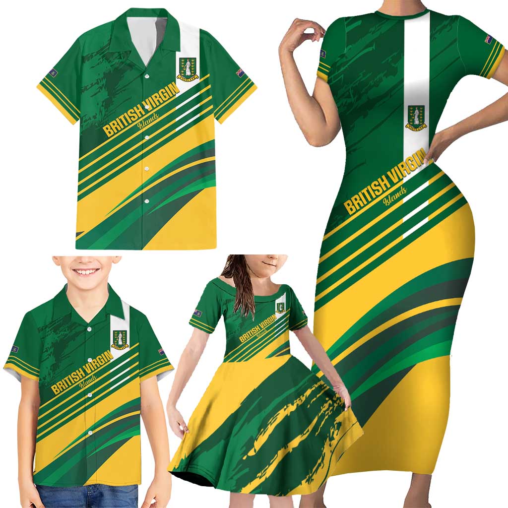Custom British Virgin Islands Football Family Matching Short Sleeve Bodycon Dress and Hawaiian Shirt Come On Nature Boys