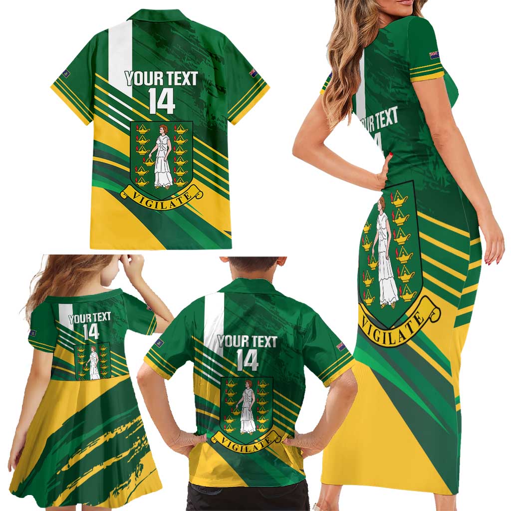 Custom British Virgin Islands Football Family Matching Short Sleeve Bodycon Dress and Hawaiian Shirt Come On Nature Boys