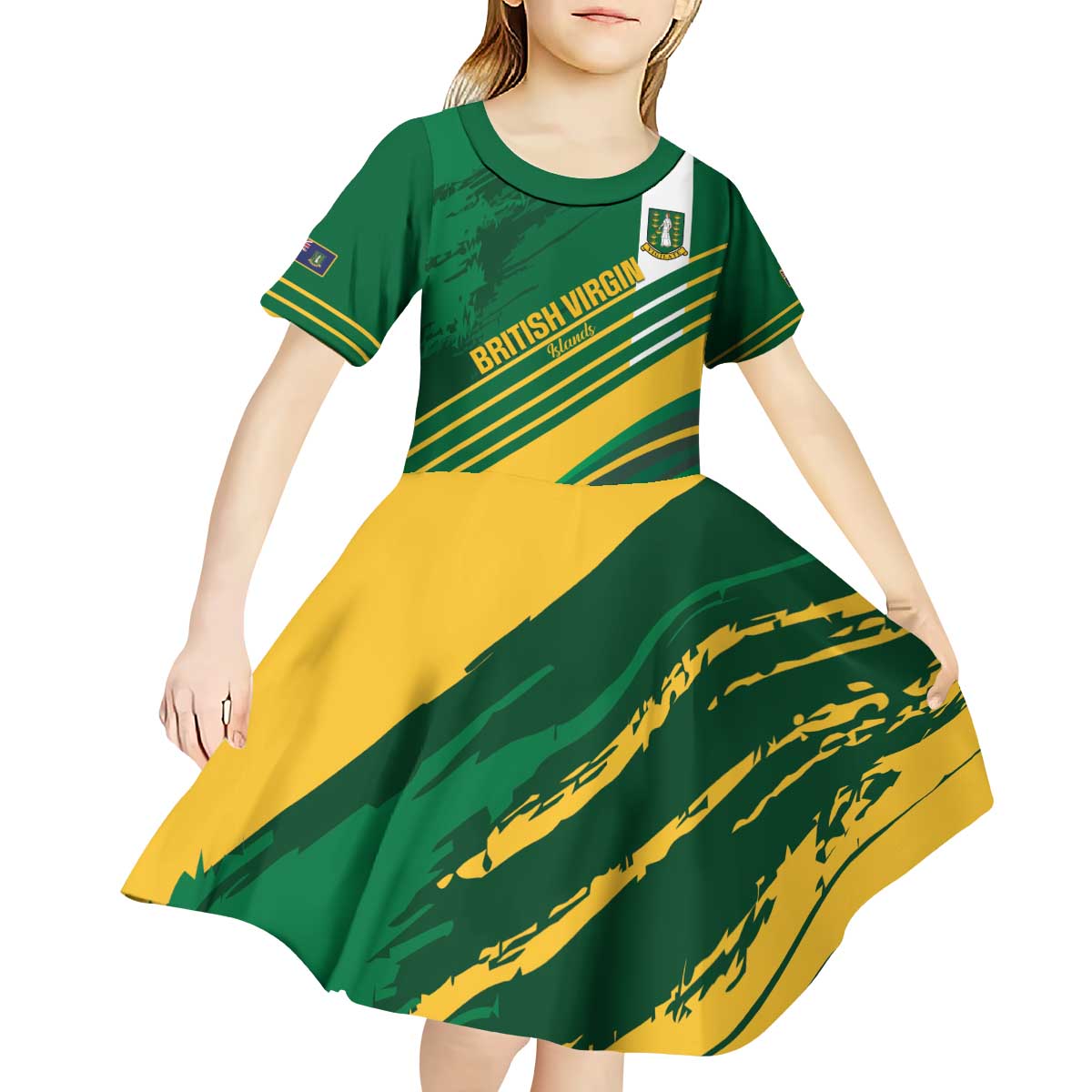 Custom British Virgin Islands Football Kid Short Sleeve Dress Come On Nature Boys