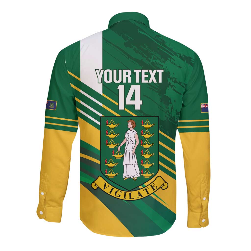 Custom British Virgin Islands Football Long Sleeve Button Shirt Come On Nature Boys