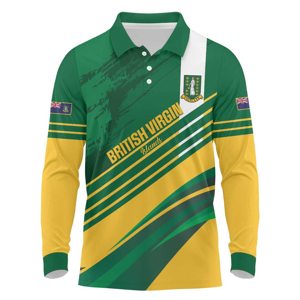 Custom British Virgin Islands Football Long Sleeve Polo Shirt Come On Nature Boys