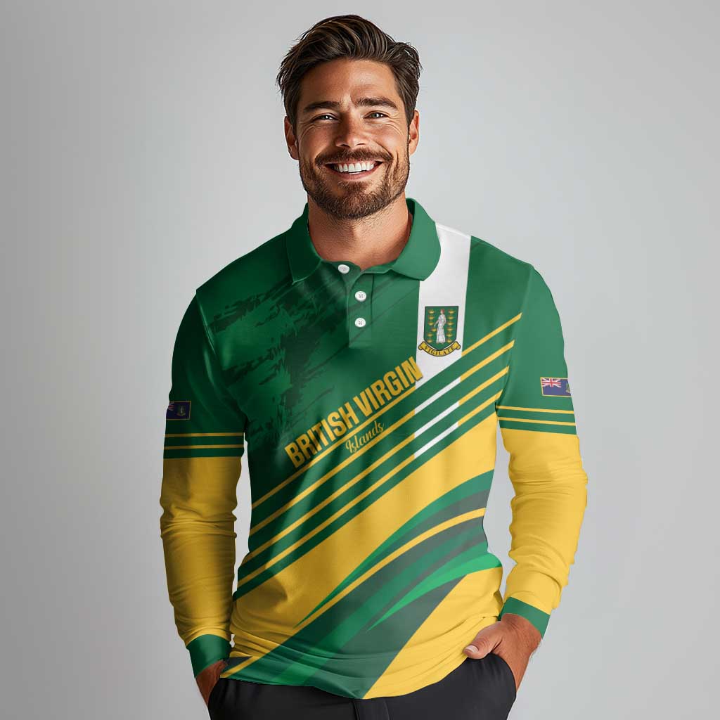 Custom British Virgin Islands Football Long Sleeve Polo Shirt Come On Nature Boys