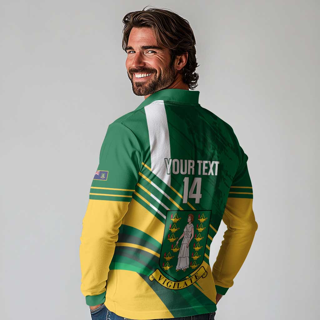 Custom British Virgin Islands Football Long Sleeve Polo Shirt Come On Nature Boys