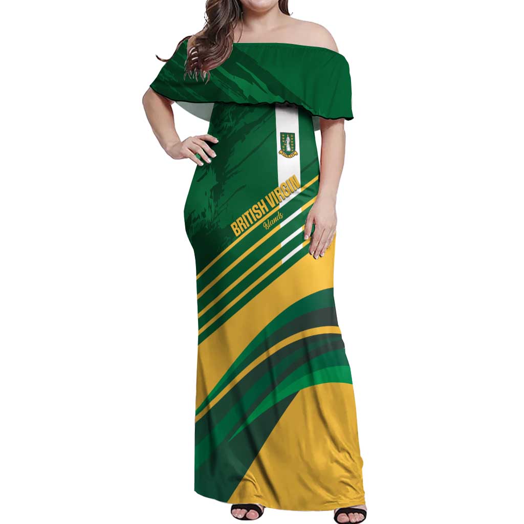 Custom British Virgin Islands Football Off Shoulder Maxi Dress Come On Nature Boys