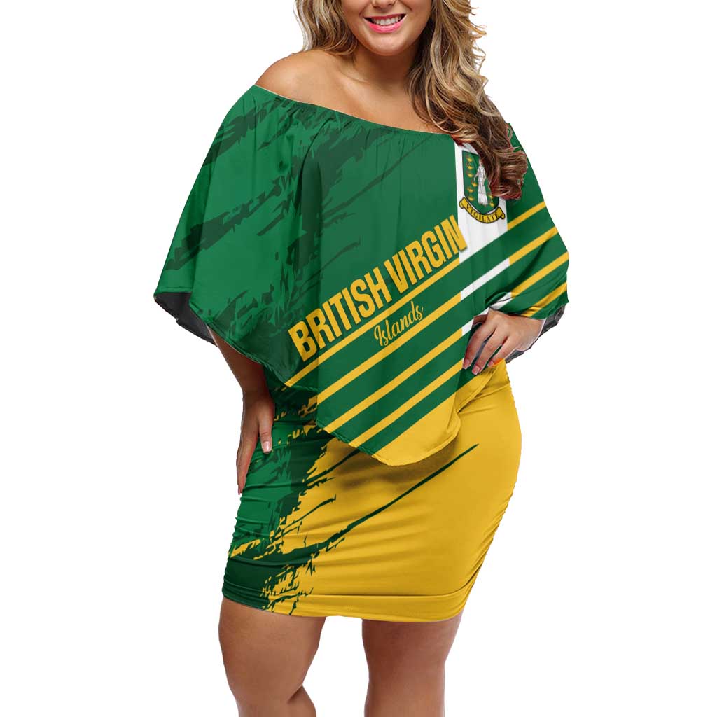 Custom British Virgin Islands Football Off Shoulder Short Dress Come On Nature Boys