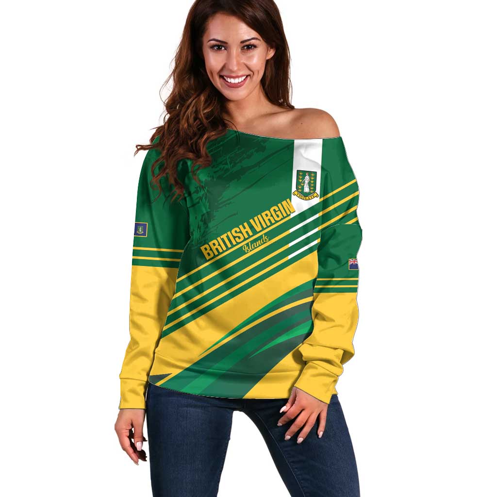 Custom British Virgin Islands Football Off Shoulder Sweater Come On Nature Boys